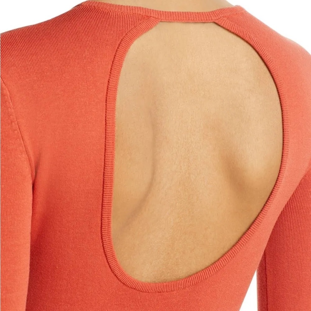 NWT A.L.C Conley Cut-Out Long Sleeve Midi Dress Small Mecca Orange Bodycon Knit - Picture 5 of 16